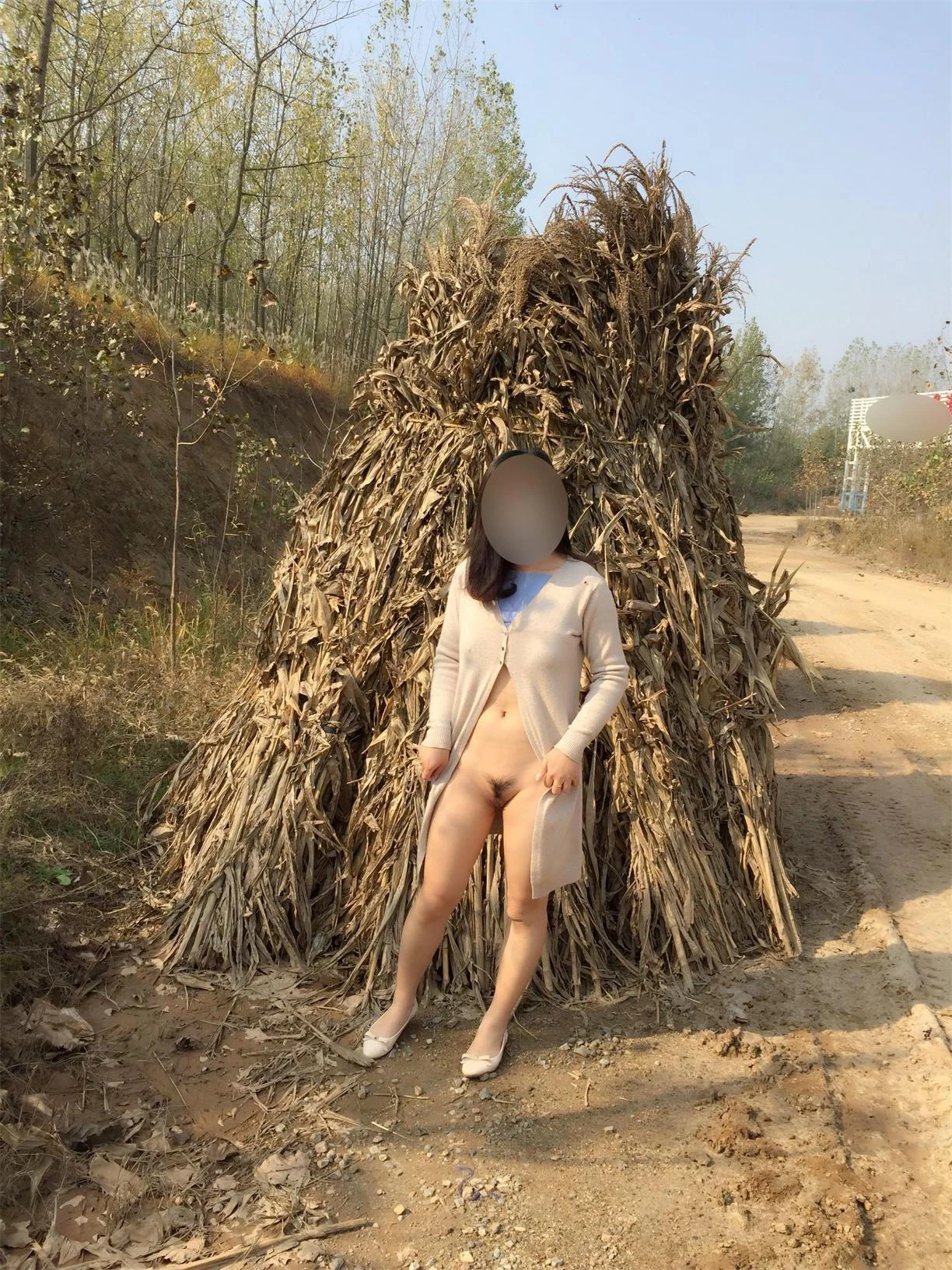 她在路边裸体露出，看着很刺激[23P]